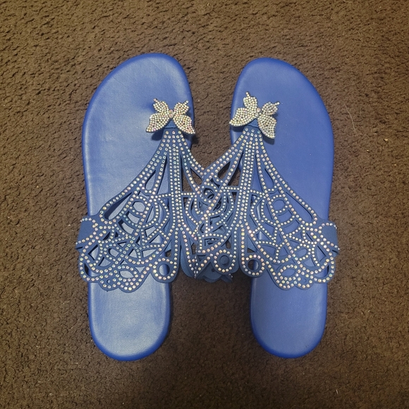 Butterfly Rhinestone Sandals (Blue) - Picture 3 of 3